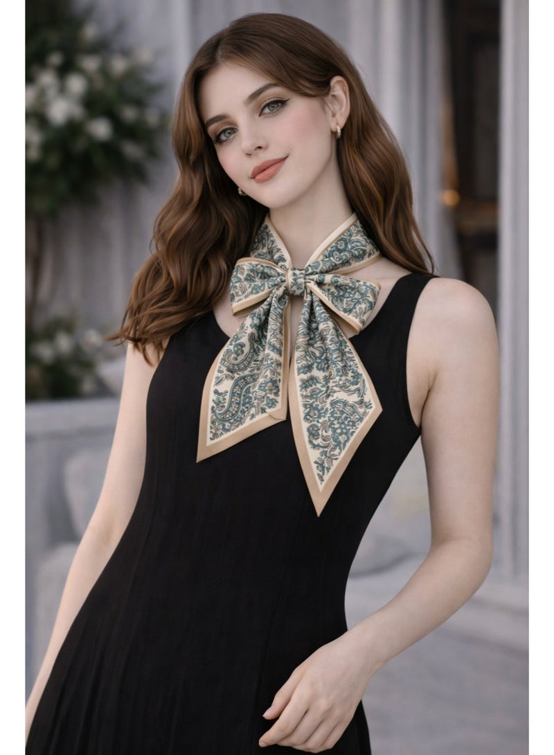 أولودينيز  وشاح حريري صغير للنساء – إكسسوار طويل نحيف بطبعات أنيقة - Image 1